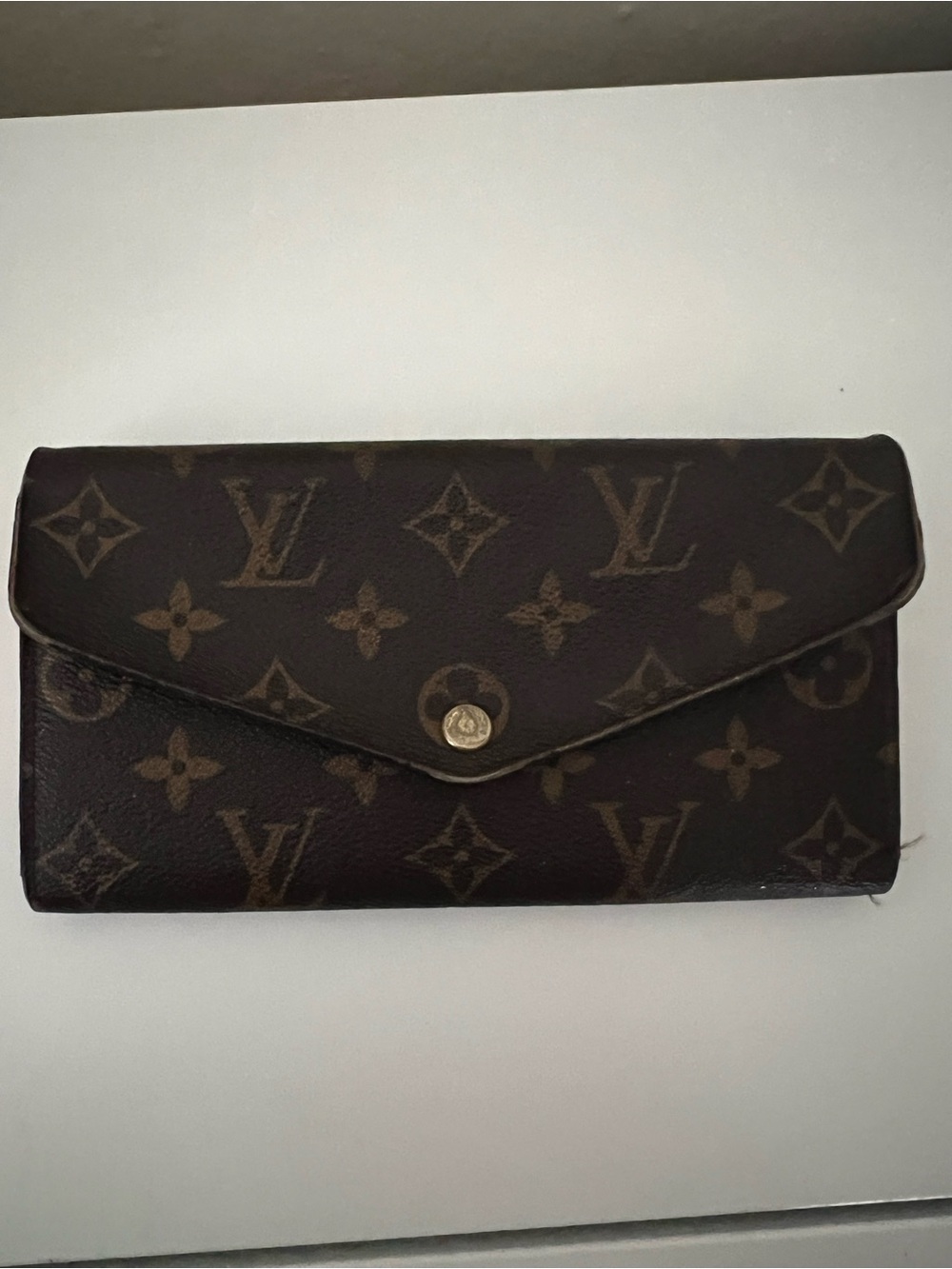 Louis Vuitton Brown Monogram Envelope Wallet with Gold Snap